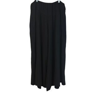 Ces Femmes Medium Black Wide Leg 100% Cotton Pants Elastic Waist